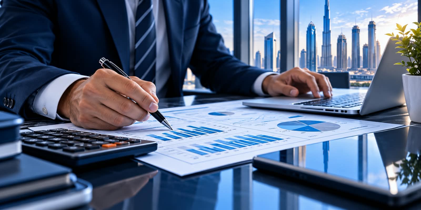 Professional reviewing financial reports